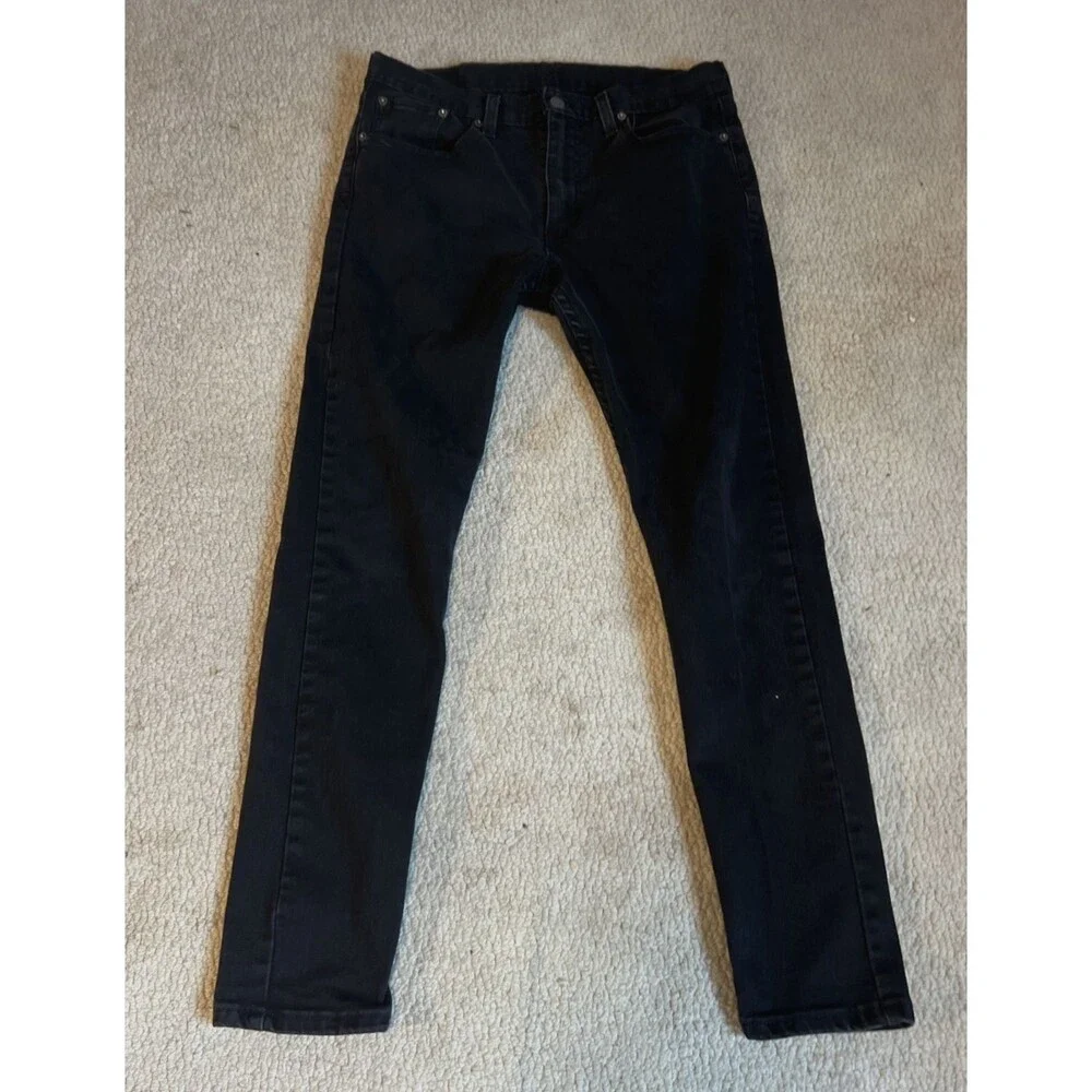 Levis Black Denim Skinny Tapered 5 Pocket Jeans | Men's 33Wx31L